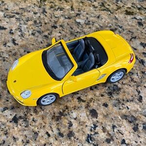 Sporty Yellow Convertible Porsche Boxster S Toy Car